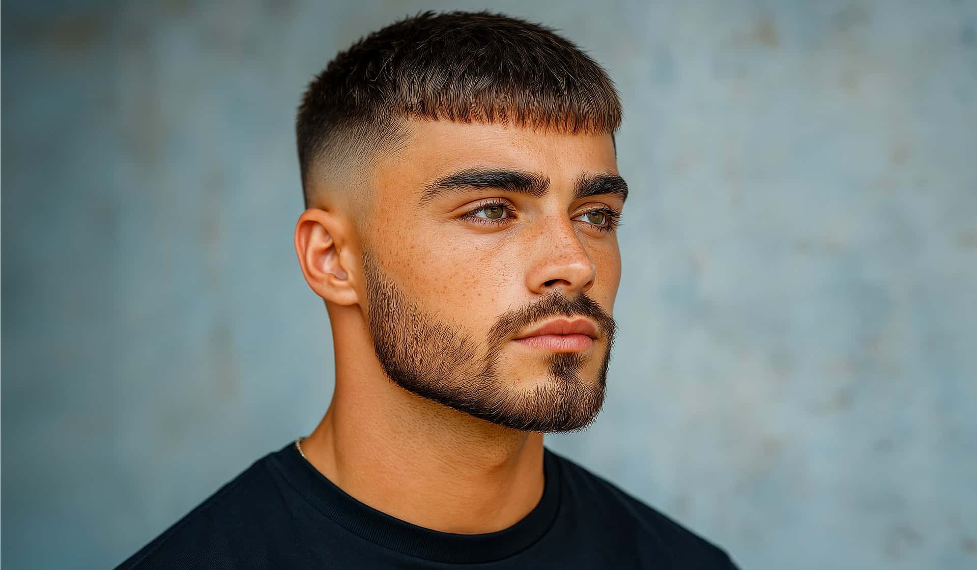 Short crop haircut with natural texture